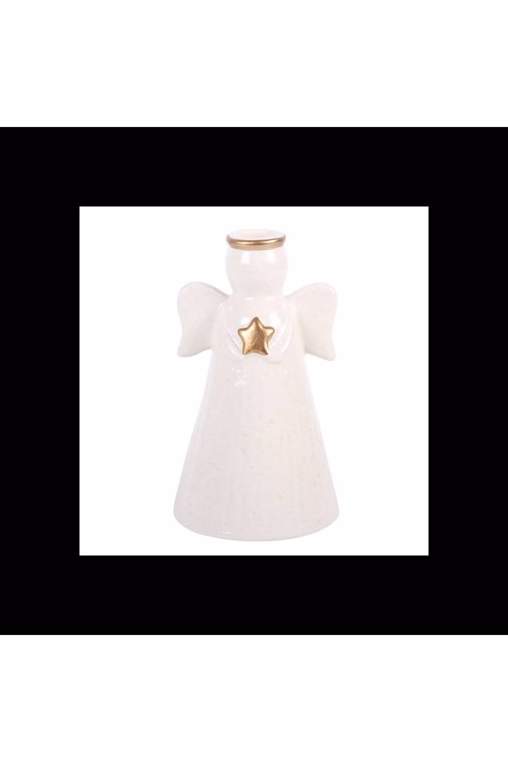 KDMD Star Angel Taper Candle Holder, White Ceramic Tabletop Candlestick – 2