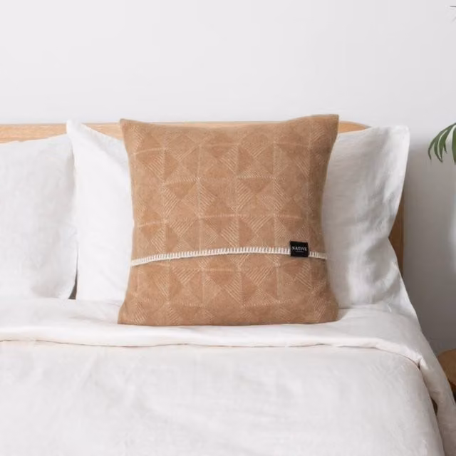 Native Natural Diamond Beige Wool Cushion W/D/H: 45 x 45 x 45 cm