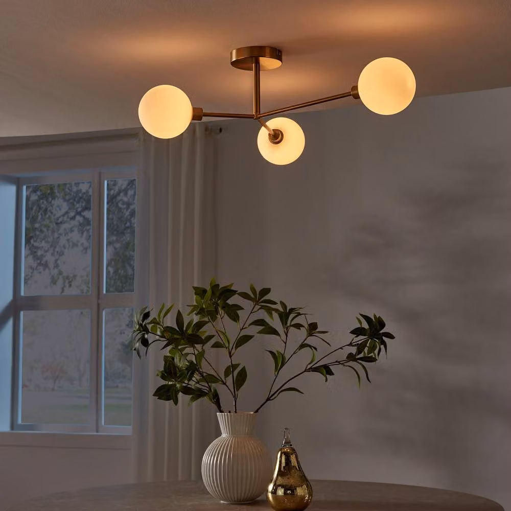 FurnitureboxUK Martha 3 Frosted Glass Globes Ceiling Light in Gold/Brass – 2