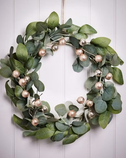 Dibor Giant Eucalyptus Sparkle Christmas Wreath in Green, Diameter: 55 cm – 1