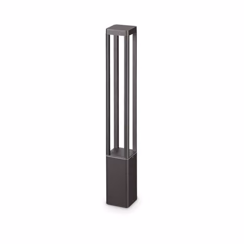 Netlighting Tifone LED Outdoor Tall Bollard in Anthracite Black with Warm White 3000K Light and IP65 Rating – 1