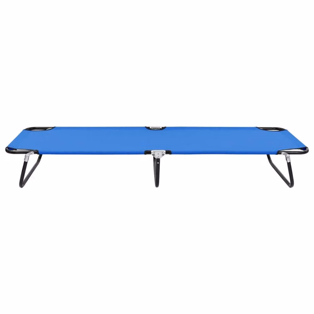 Berkfield Home Foldable Sun Lounger in Blue Steel and Polyester – 2