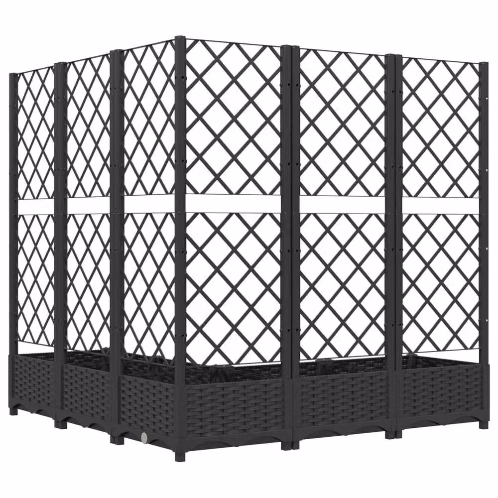 Berkfield Home Garden Planter with Trellis in Black, W/D/H: 120 x 120 x 121.5 cm – 6