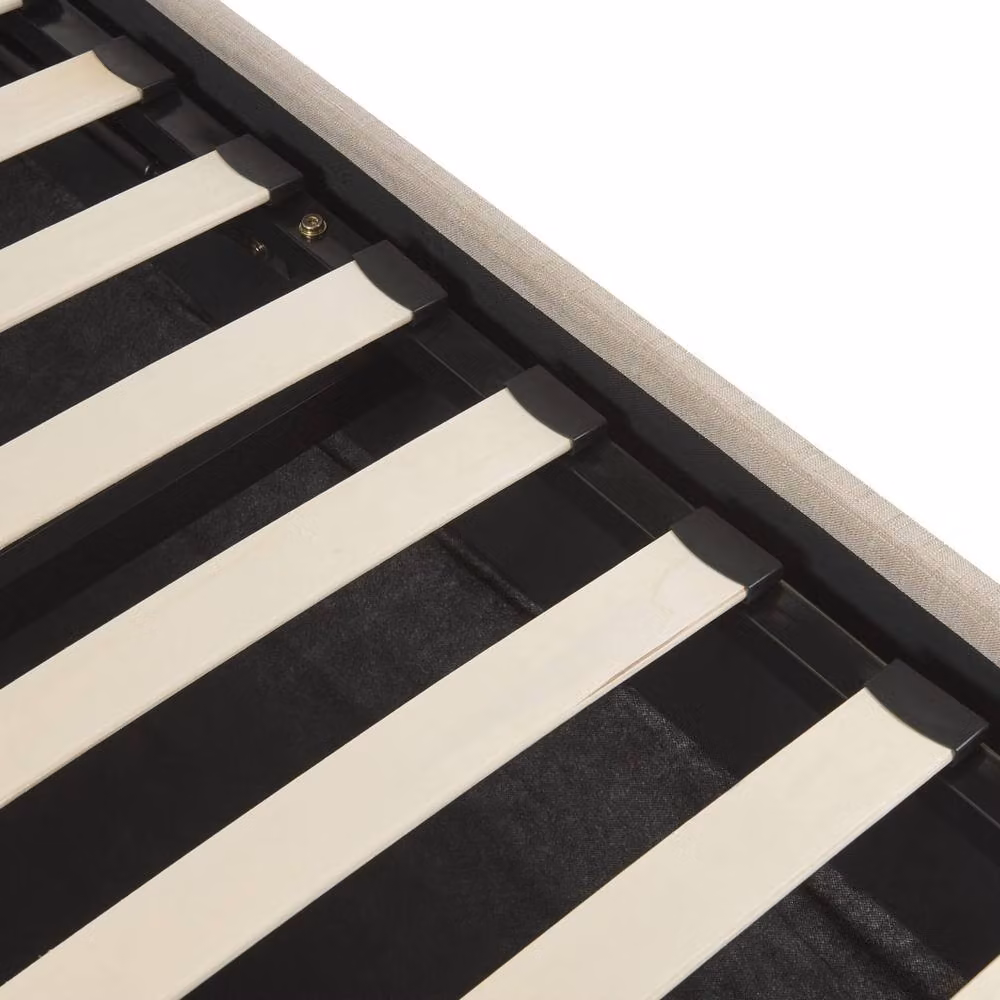Wyld and Coco Slatted Ottoman Bed Frame, Single, Beige Fabric, W: 90 cm, D: 190 cm – 4