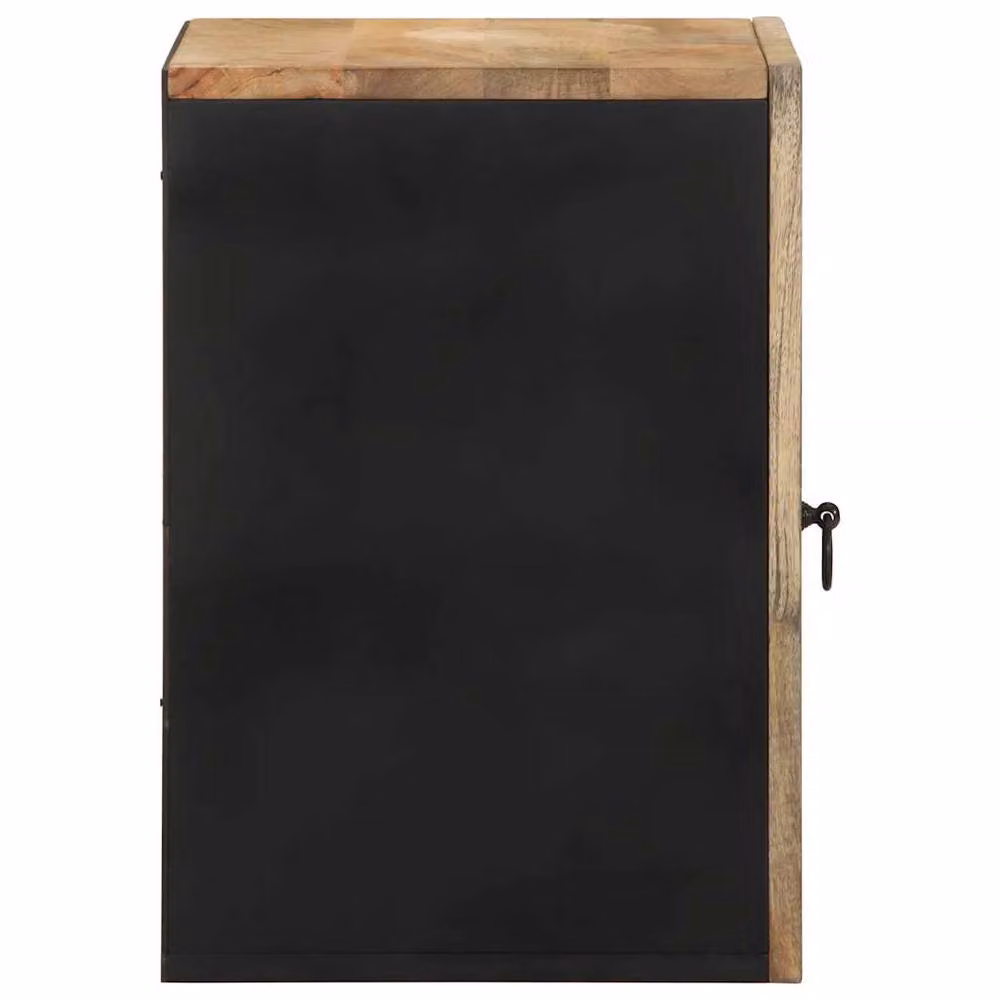 Berkfield Home Black Corner Bathroom Hanging Cabinet in Solid Mango Wood W/D/H: 38 x 33.5 x 48 cm – 4