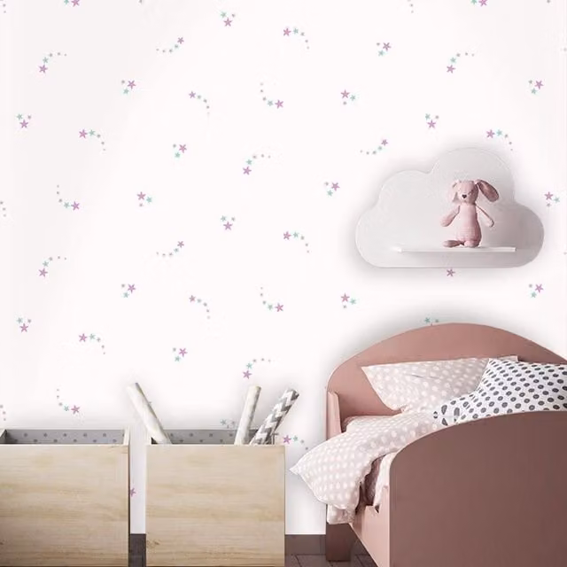 Holden Decor Make Believe Shooting Stars Kids Wallpaper in Pink and Grey