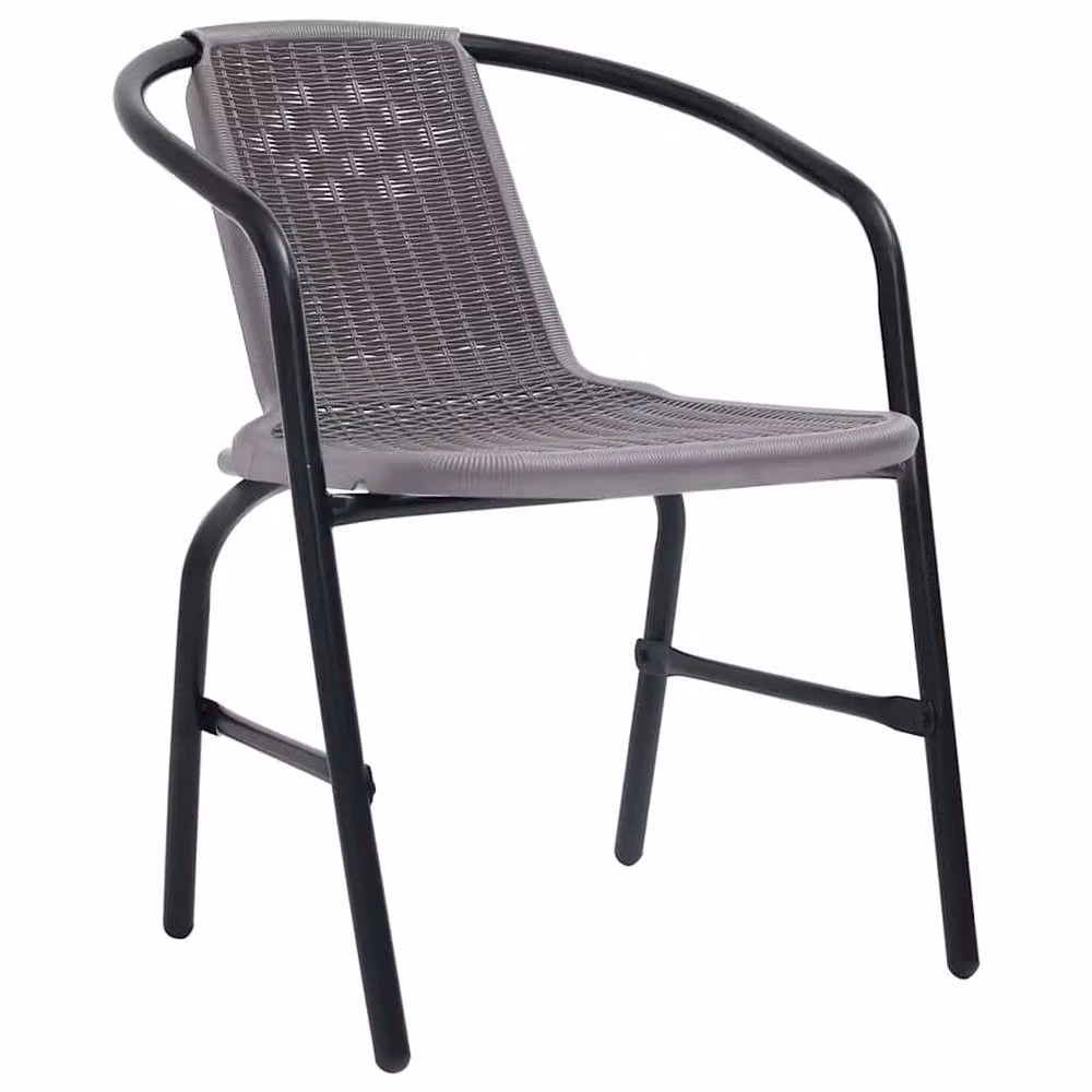 Berkfield Home Elegant Garden Chairs, Set of 2, Grey Plastic Rattan and Steel – 3