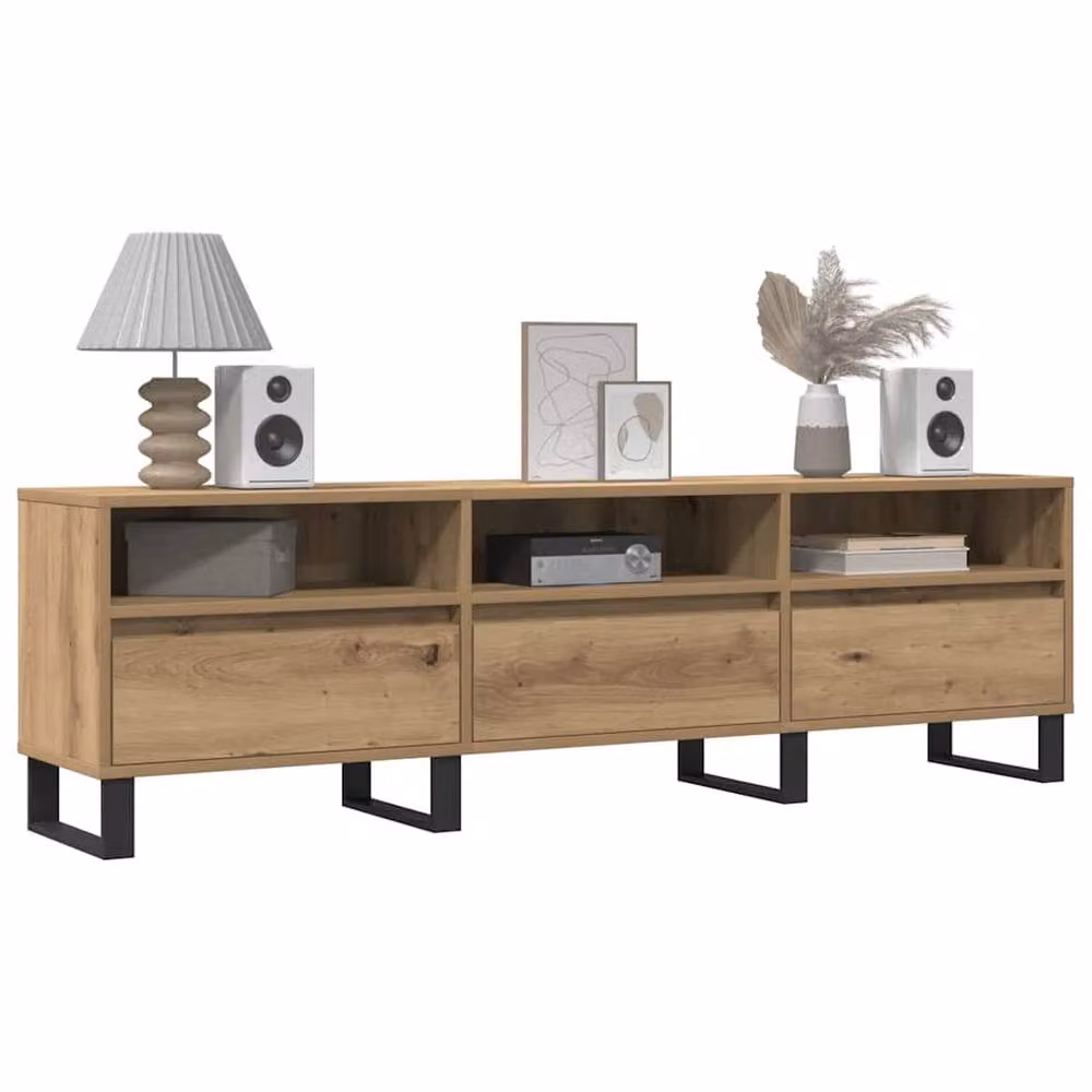 Berkfield Home Artisan Oak TV Cabinet in Brown, W: 150 cm, D: 30 cm, H: 44.5 cm – 2