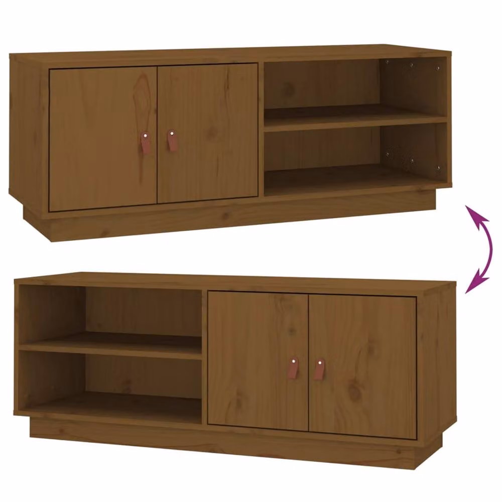Berkfield Home TV Cabinet in Honey Brown Solid Pine, W: 105 cm, D: 34 cm, H: 40 cm – 4