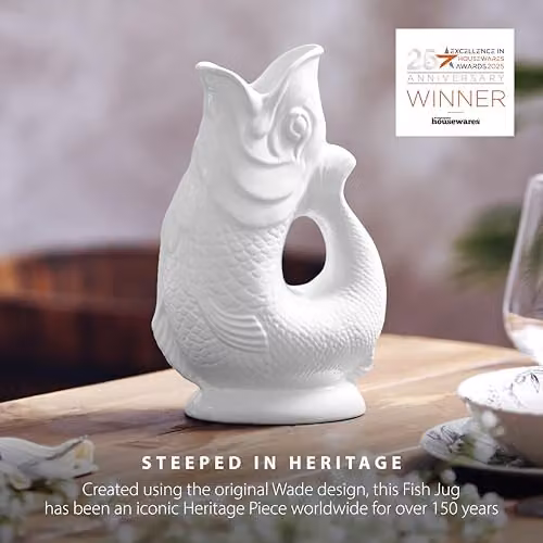 Wade White Ceramic Fish Jug, 1.2 l – 3