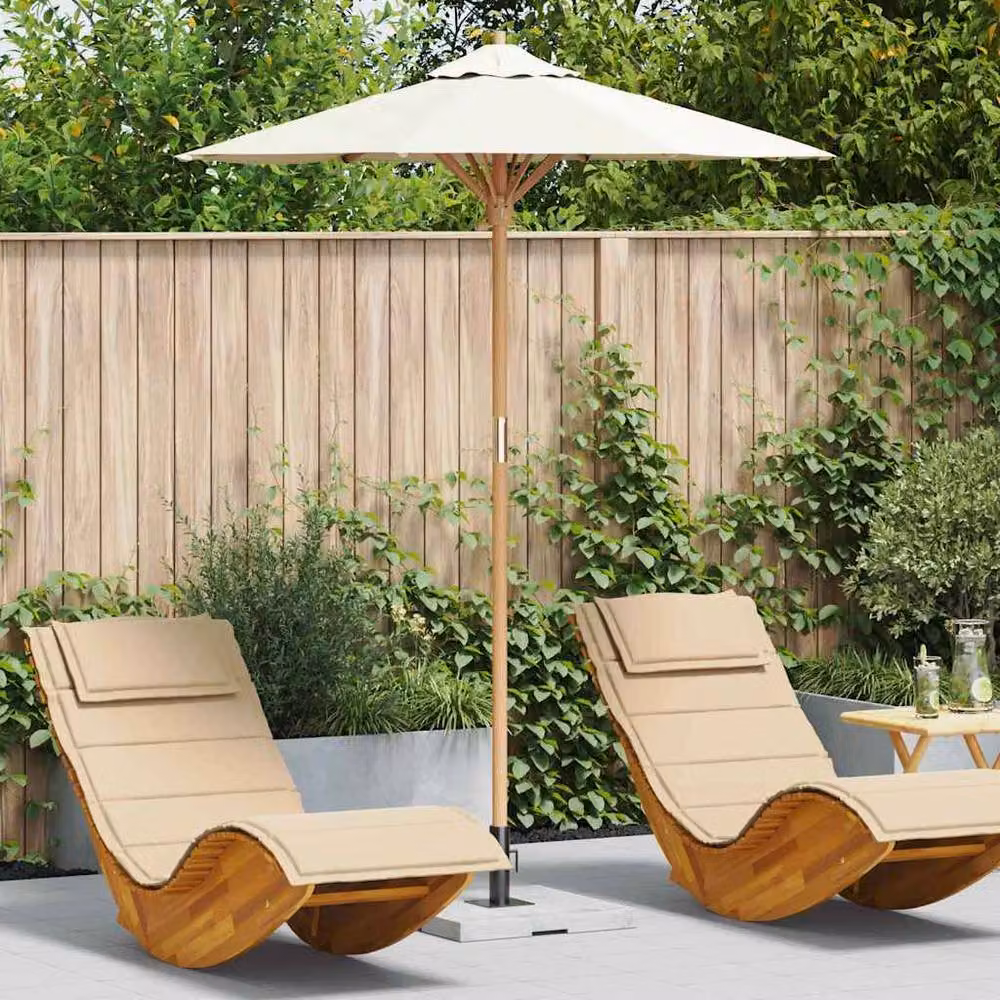 Berkfield Home Cream White Garden Umbrella with Bamboo Frame, W/D/H: 180 x 180 x 230 cm – 2
