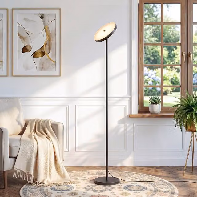 Livingandhome 36W Dimmable LED Floor Lamp with Remote Control in Black