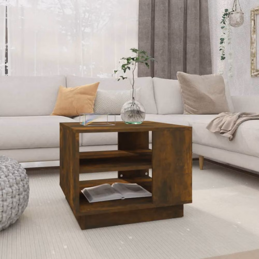 Berkfield Home Modern Square Coffee Table in Smoked Oak Brown, W/D/H: 55 x 55 x 43 cm – 2