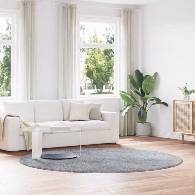 Berkfield Home NAVARRA Shaggy High Pile Rug, Silver Grey, W/D/H: 240 x 240 x 1 cm