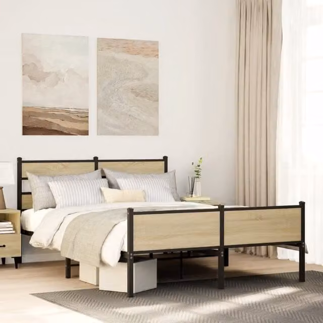 Berkfield Home Sonoma Oak King Size Bed Frame with Drawers, Brown, W/D/H: 150 x 200 cm – 1