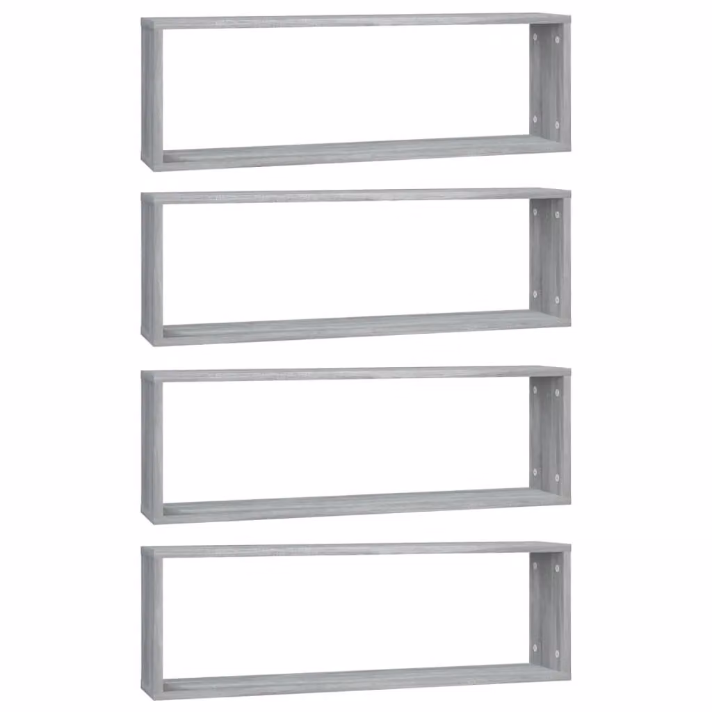 Berkfield Home Wall Cube Shelves, 4 Piece Set in Grey Sonoma, W: 80 cm, D: 26.5 cm, H: 15 cm – 2