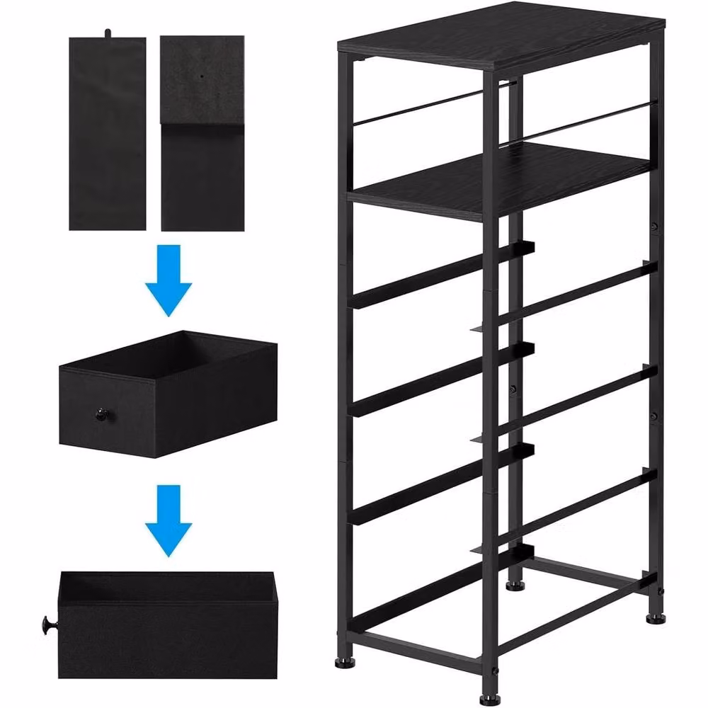 VOGREX 4-Tier Slim Fabric Drawer Dresser Home Storage Organiser in Black – 3