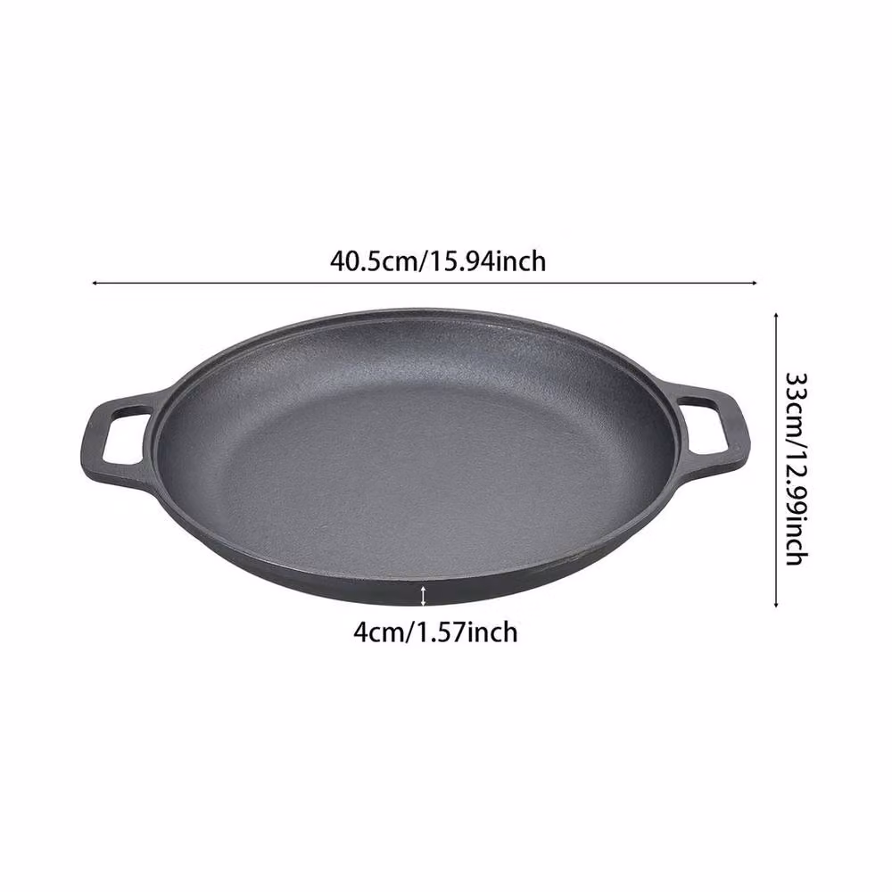 PAWNORA Black Uncoated Cast Iron Griddle Frying Pan W: 40.5 cm, D: 33 cm, H: 4 cm – 2