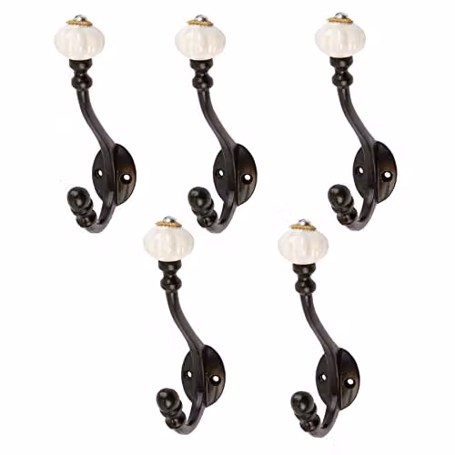Hammer and Tongs Black Ceramic Flower Hat and Coat Hook, Pack of 5, W: 30 mm x H: 140 mm – 1