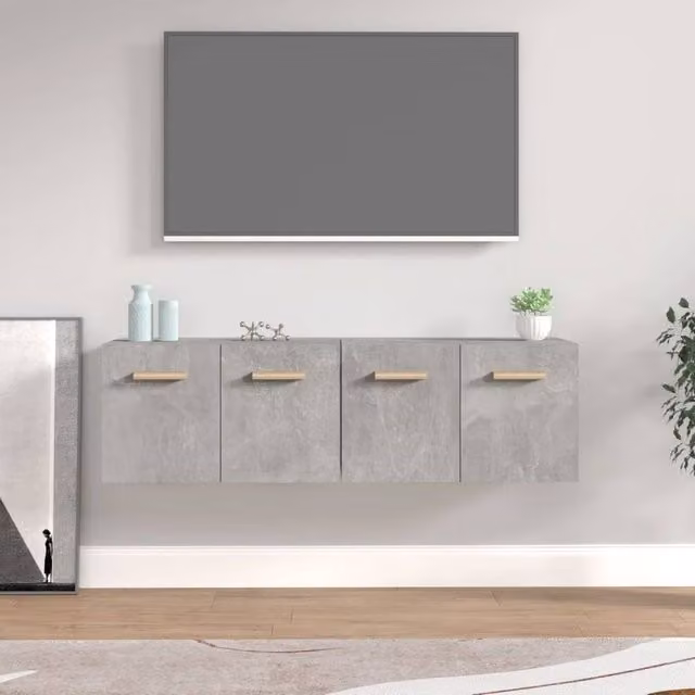 Berkfield Home Wall Mounted Cabinets, 2 Piece Set, Concrete Grey, W: 60 cm, D: 36.5 cm, H: 35 cm – 1