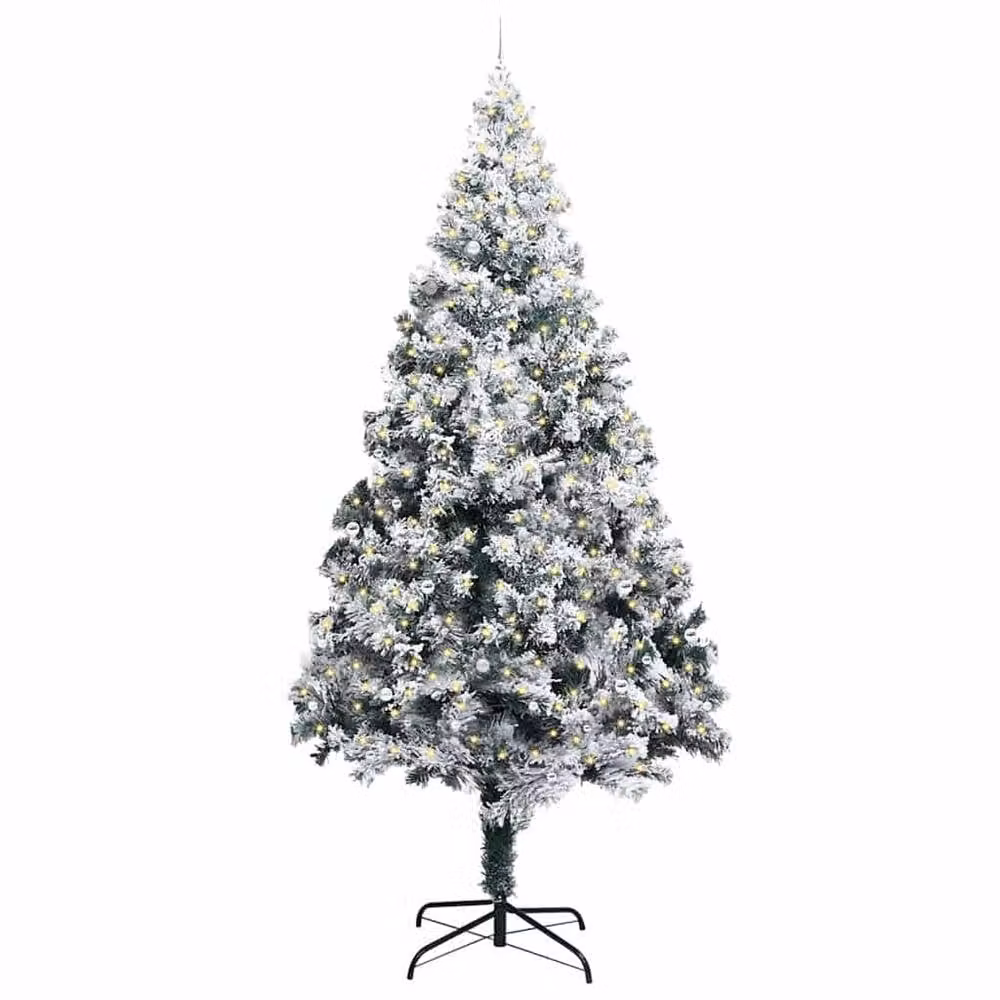 Berkfield Home Artificial Pre-lit Green Christmas Tree with Ball Set – 3