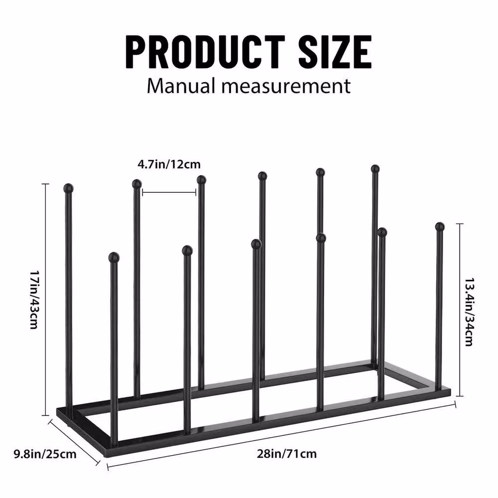 PAWNORA 6 Pair Steel Welly Boot Rack in Black, W: 100 cm, D: 15 cm, H: 43 cm – 2