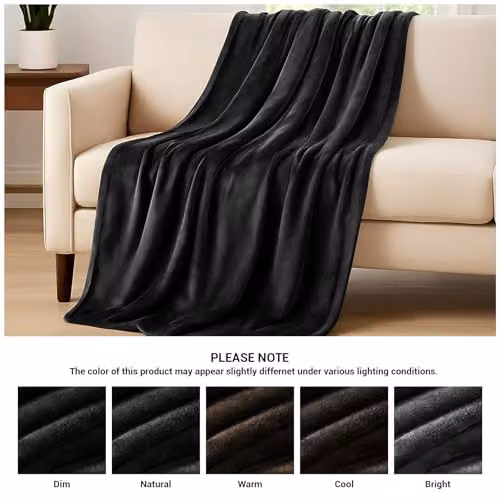 Pamposh Black Flannel Fleece Throw Blanket, W/D/H: 130 x 150 cm – 9