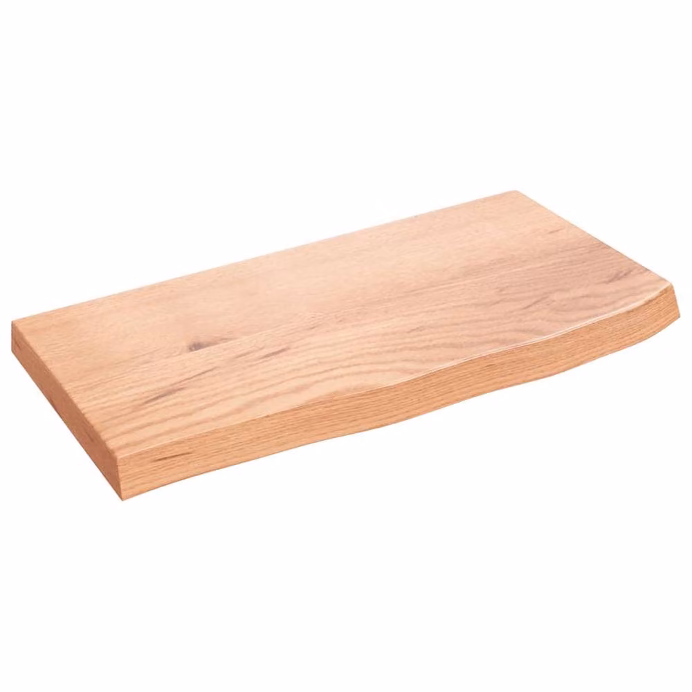 Berkfield Home Beautiful Wall Shelf, Light Brown Rustic Treated Solid Oak Wood, W: 60 cm, D: 30 cm, H: 2-4 cm – 2