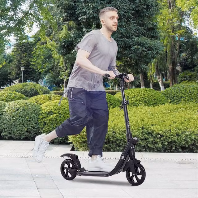 HOMCOM Foldable Height Adjustable Kick Scooter with Brake, Black