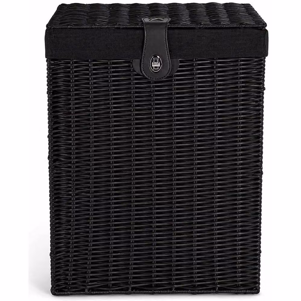 FLAVORA Large Black Wicker Laundry Hamper with Lid – 2