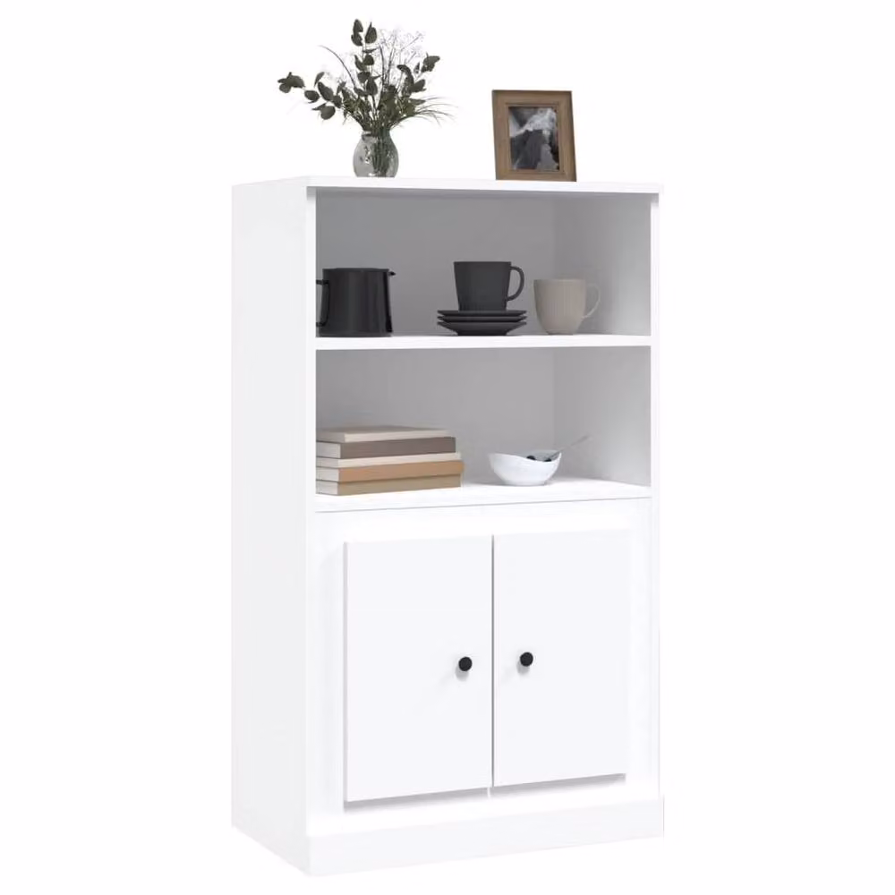 Berkfield Home White Modern Highboard with Hinged Doors and Internal Shelves, W/D/H: 60 x 35.5 x 103.5 cm – 2