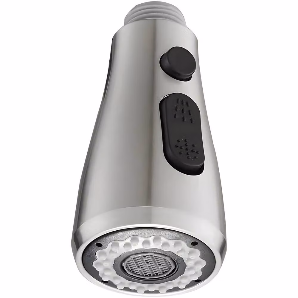 Heable Brushed Nickel Dual-Spray Pull-Down Kitchen Tap Replacement Head in Silver – 3