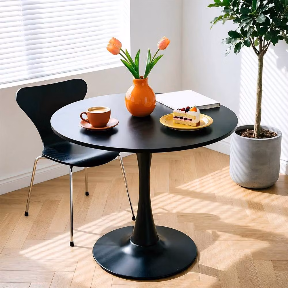 FORGEVIO Modern Round Black Metal Coffee Table – 3