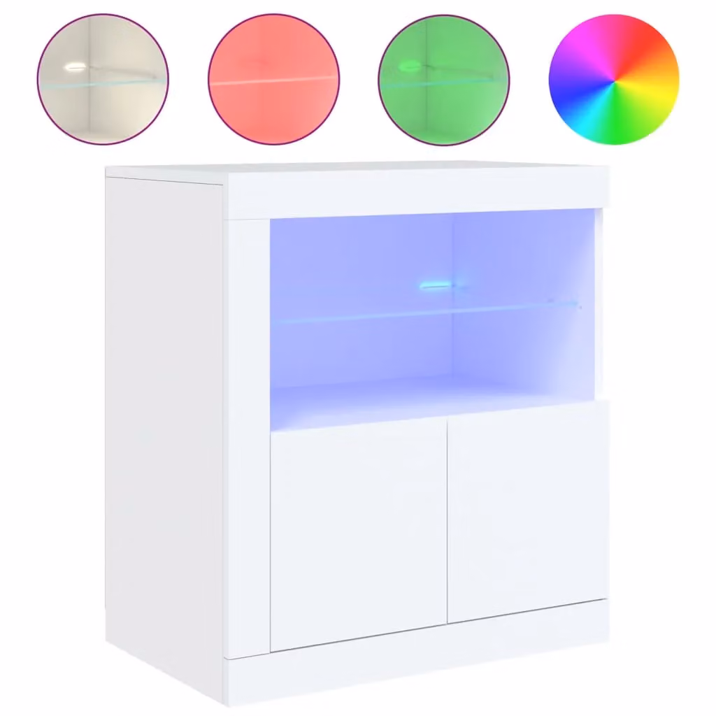 Berkfield Home Modern White Sideboard with Integrated LED Lights W: 60.5 cm, D: 37 cm, H: 67 cm – 2