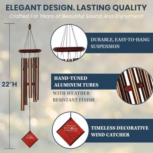 Woodstock Chimes Encore Chimes of Polaris Windchime, Bronze, H x W x D: 55.88 x 10.16 x 10.16 cm – 3