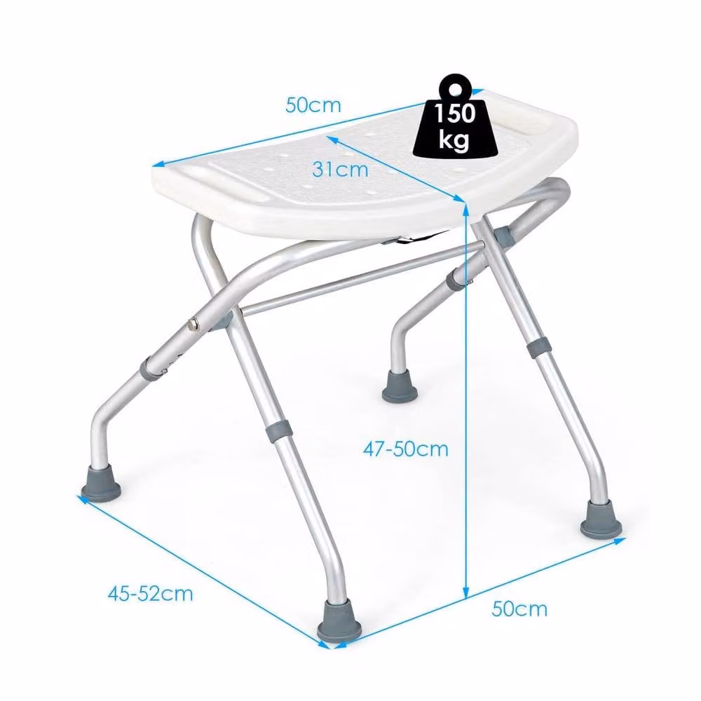 Kelvenix Non-Slip Folding Shower Stool with Drainage Seat in White – 2