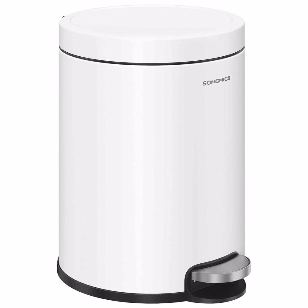 The Bazaarist Steel Bathroom Pedal Bin with Soft Close Mechanism and Removable Inner Bucket, White – 2