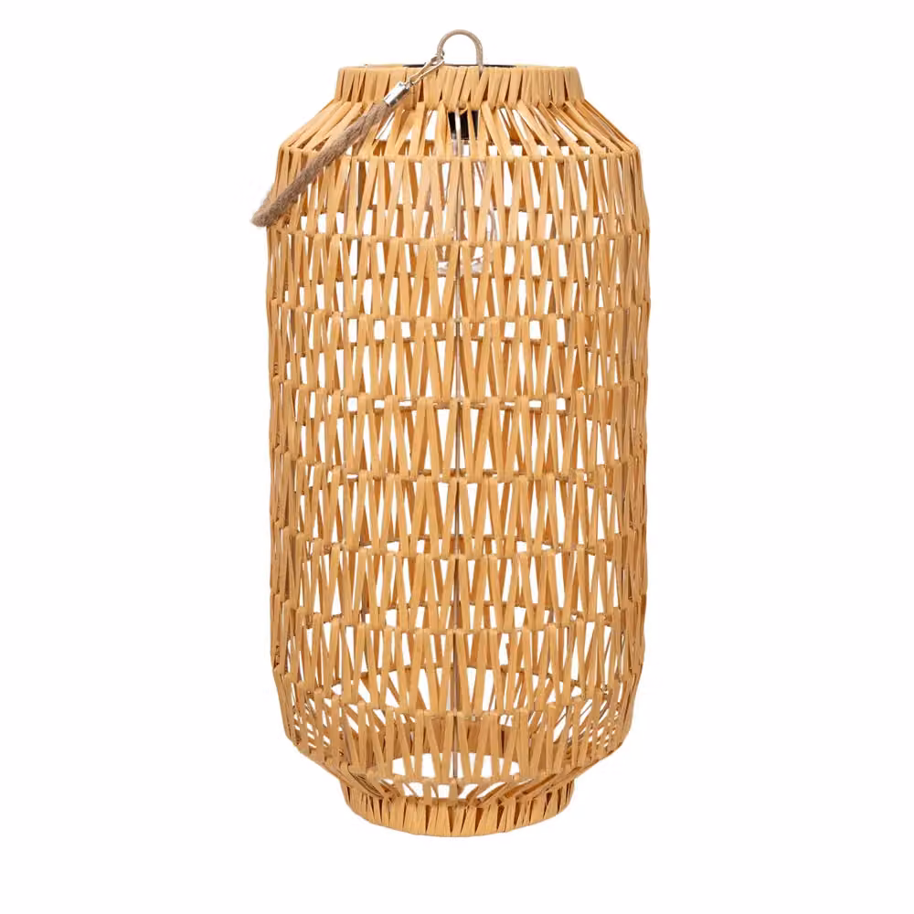 ValueLights Solar Powered Natural Rope Lantern Outdoor Garden Floor Lamp, Brown/Beige, W/D/H: 28.0 x 28.0 x 55.5 cm – 2