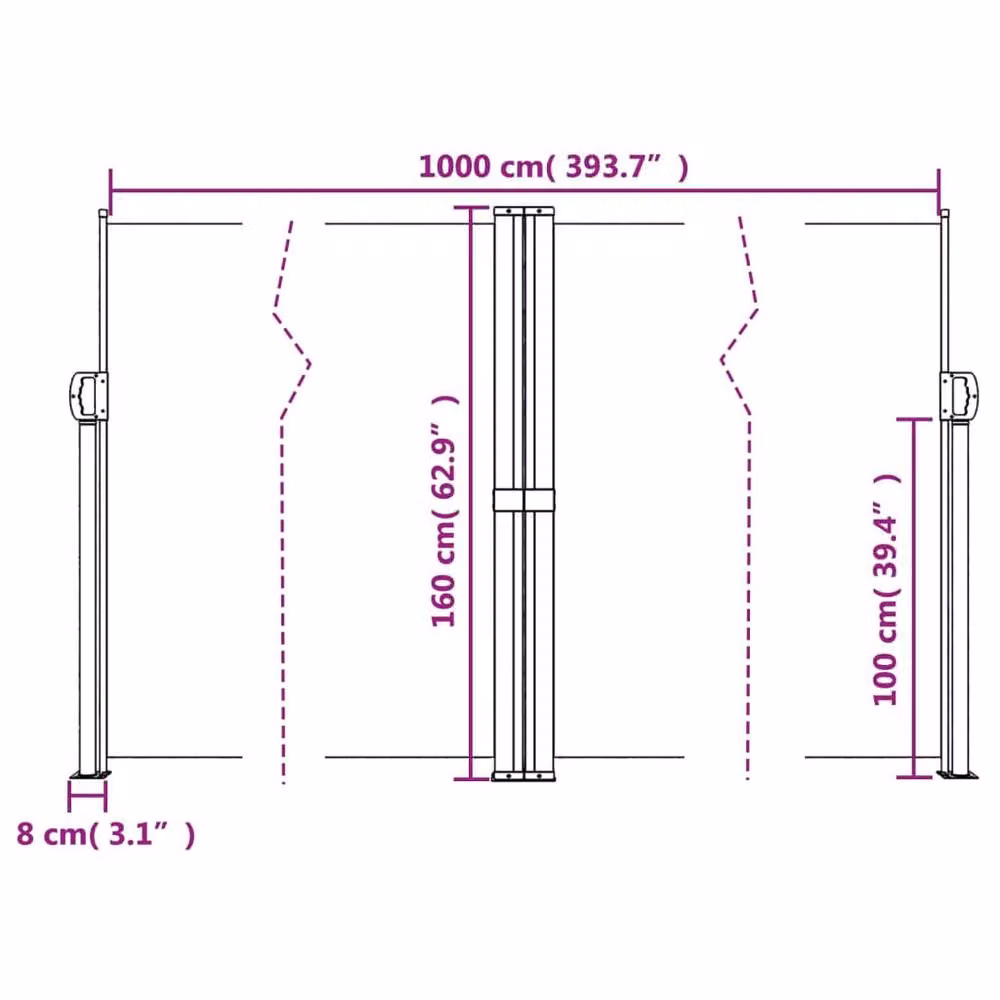 Berkfield Home Blue Retractable Single Side Awning with Drop Arm, W/D/H: 1000 x 160 cm – 5