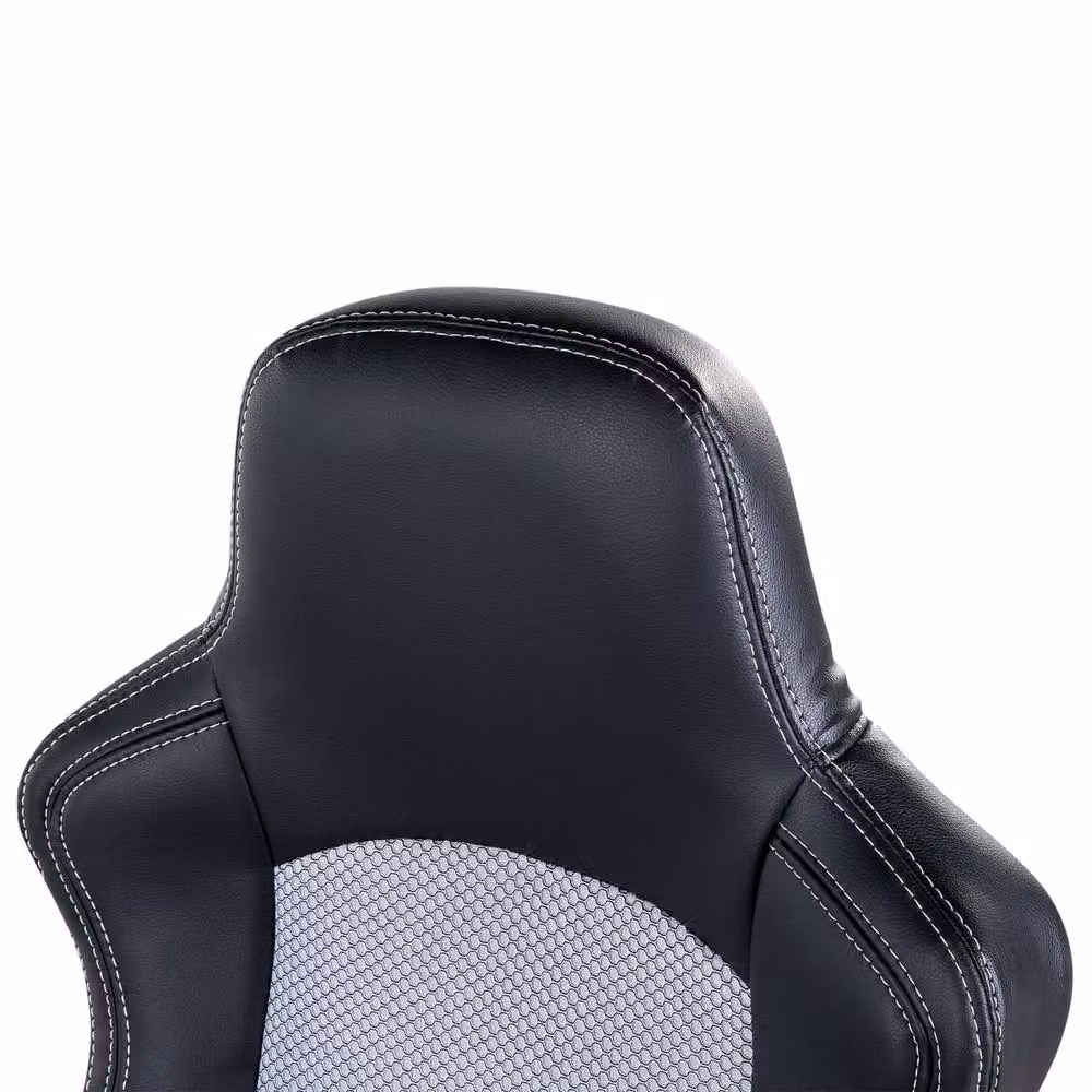 Wyld and Coco Ergonomic Grey Mesh and Faux Leather Office Chair with Headrest and Armrests – 4