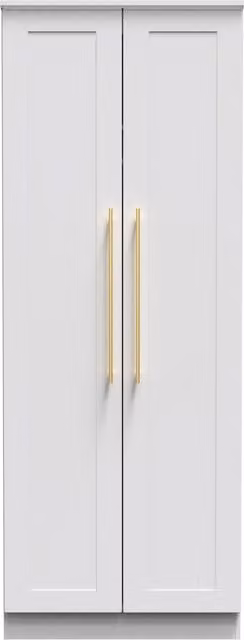Haworth Modern Tall Plain Wardrobe with Hinged Doors in White Ash and Gold