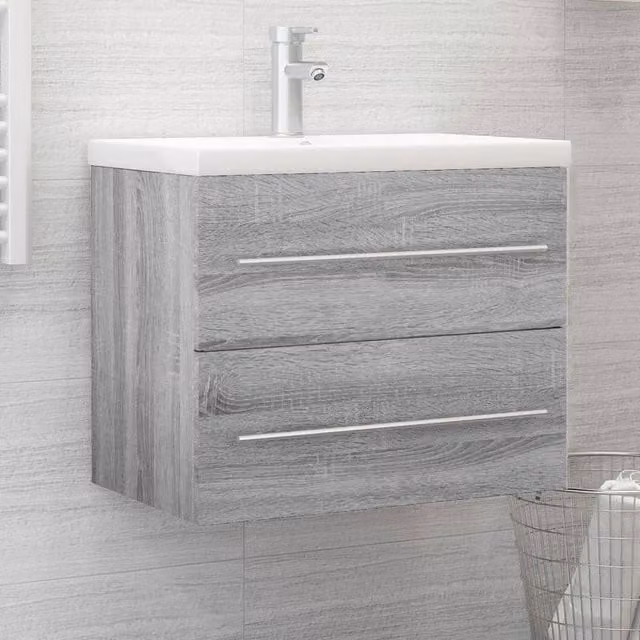 Berkfield Home Grey Sonoma Sink Cabinet, W: 60 cm, D: 38.5 cm, H: 48 cm