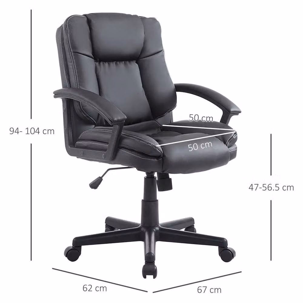 FORGEVIO Swivel Executive Office Chair in Black PU Leather – 2
