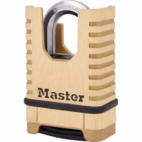 Master Lock Brass Combination Closed Shackle Padlock in Gold and Silver
