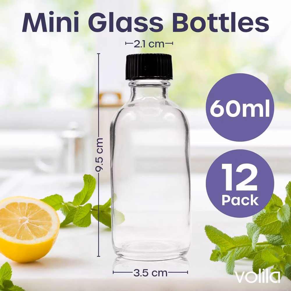 volila 24 Pack Transparent Glass Juice Bottles for Health Shots – 2