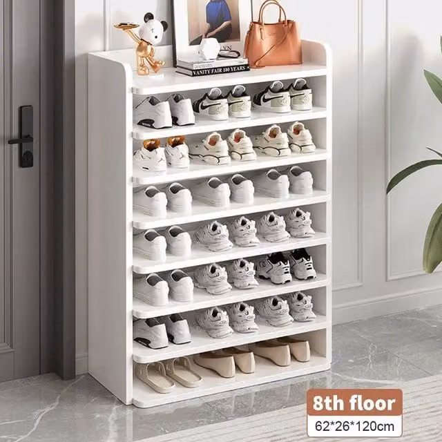 EONLION 8 Tier Shoe Cabinet Storage Cupboard in White