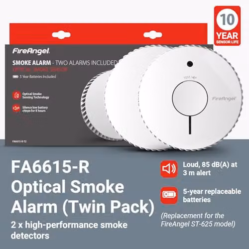 FireAngel FA6615-R White Optical Smoke Alarm with 10-Year Battery – 2