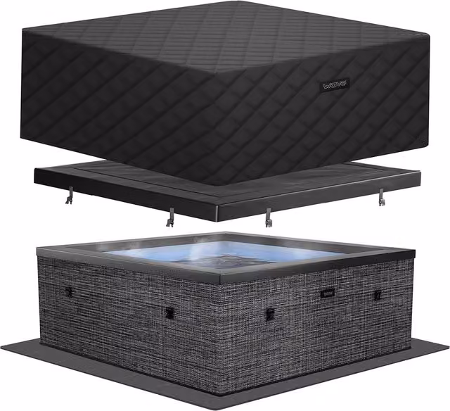 Summer Waves Wave Garda 6-Person Eco Foam Hot Tub with Integrated Heater in Flint Grey EnergySave Bundle