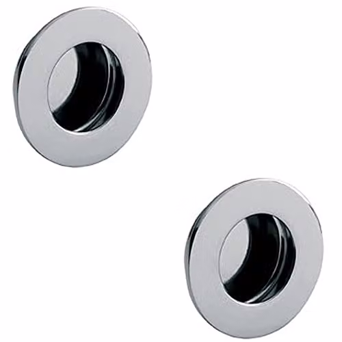 Loops 2 Pack Circular Low Profile Recessed Flush Pull in Bright Polished Stainless Steel – 1