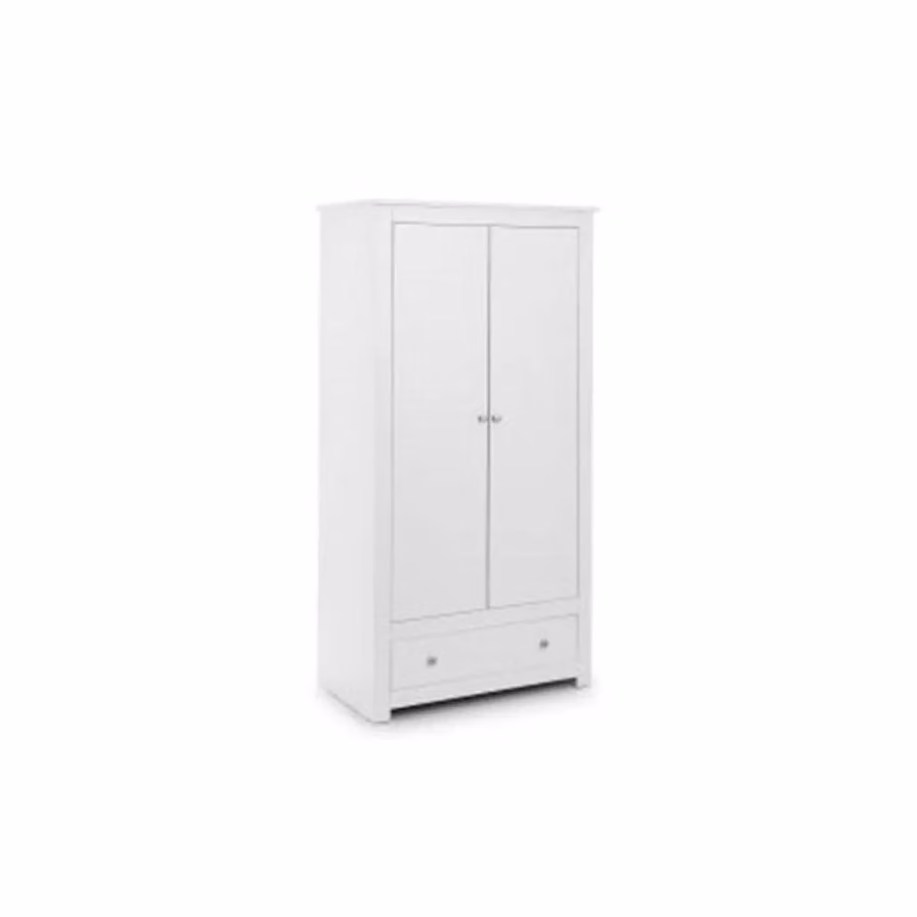 Ashfield Traditional Surf White 2 Door Wardrobe with Internal Drawers and Hanging Rod – 2